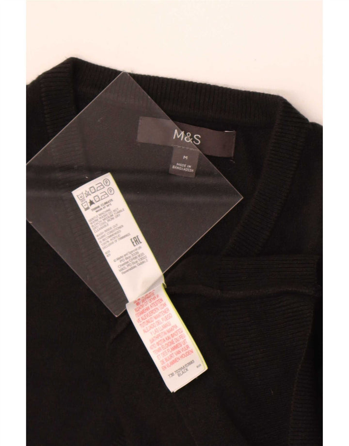 Marks & Spencer Mens V-Neck Jumper Sweater Medium Black Acrylic