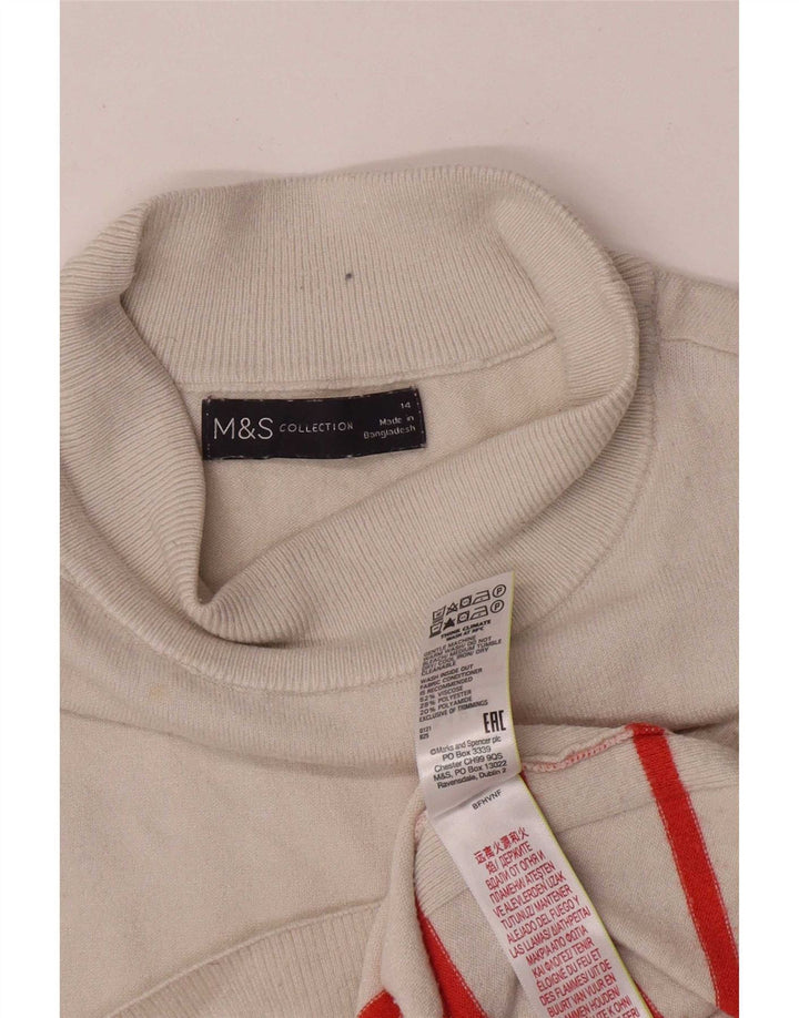 Marks & Spencer Womens Vest Top UK 14 Medium Beige Striped Viscose