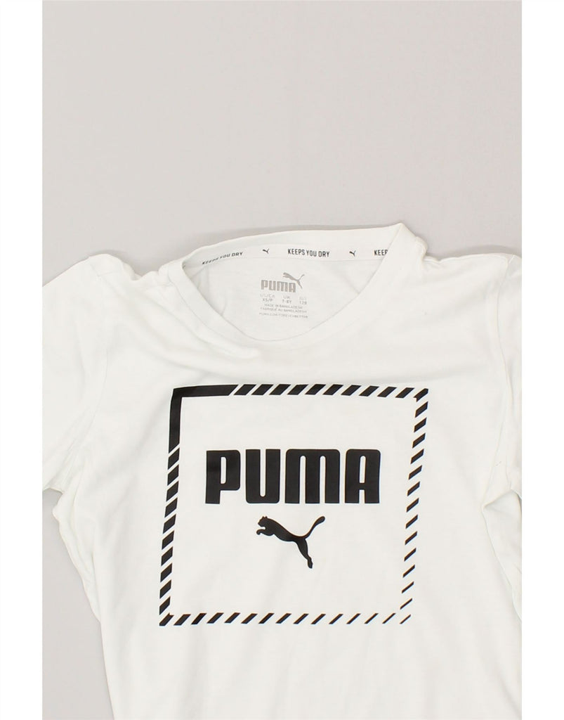 PUMA Boys Graphic T-Shirt Top 7-8 Years White Cotton | Vintage Puma | Thrift | Second-Hand Puma | Used Clothing | Messina Hembry 