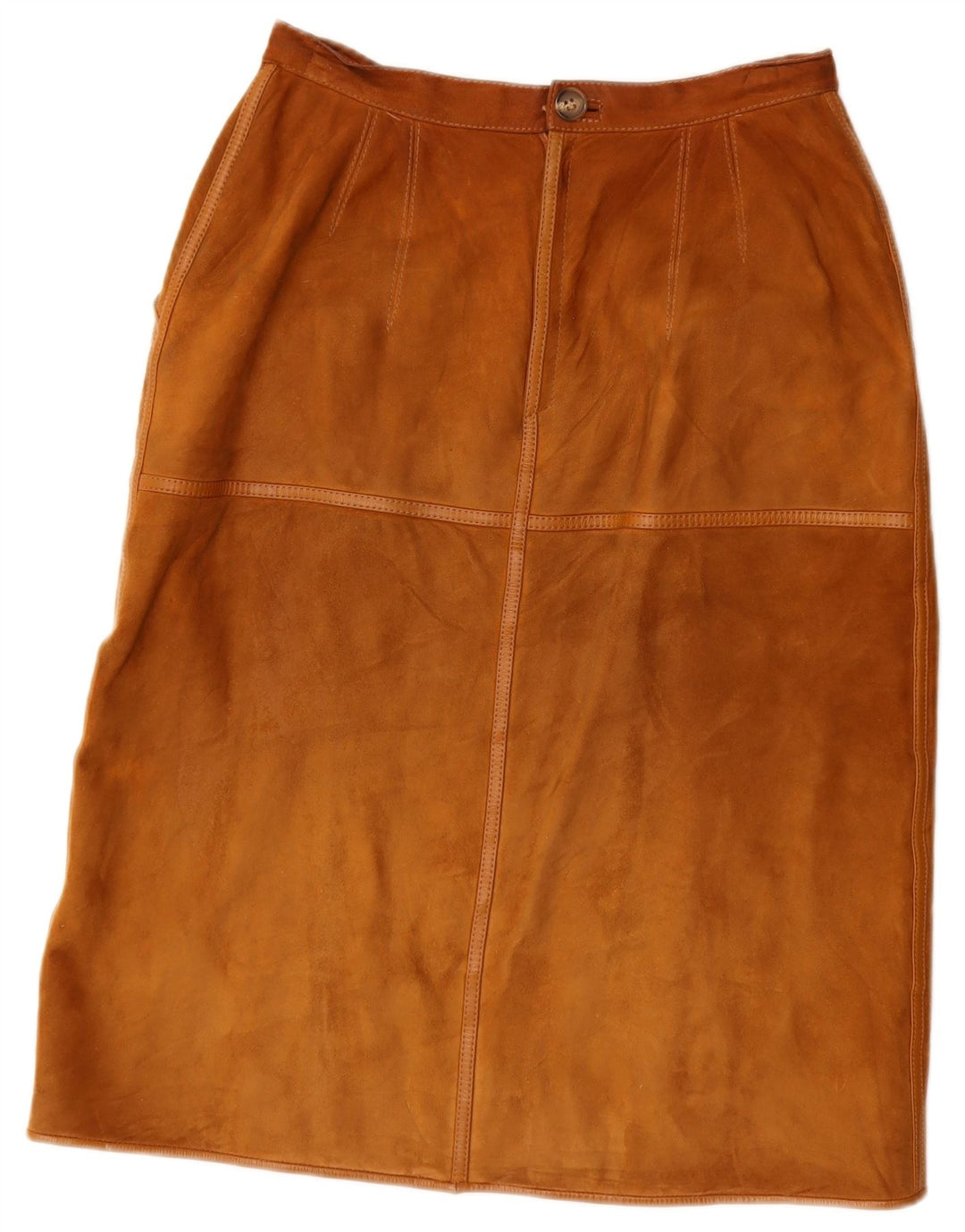 Lesy Womens Suede Skirt IT 46 Large W27  Brown Leather