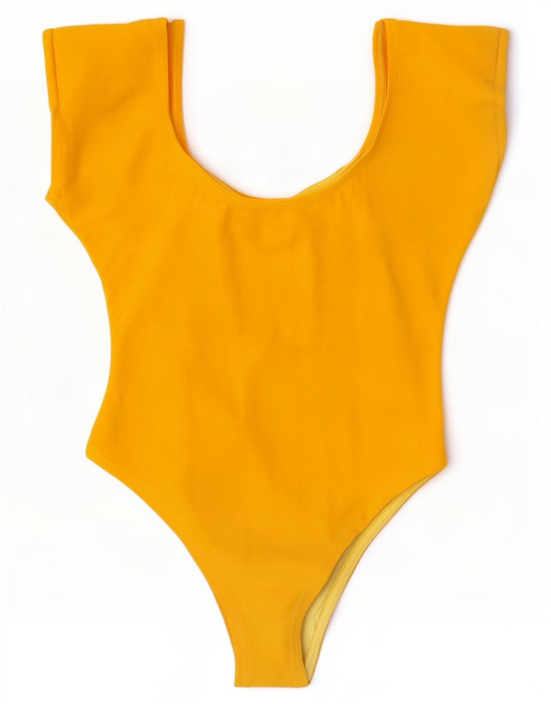 Vintage Womens Sleeveless Bodysuit UK 12 Medium Yellow Cotton