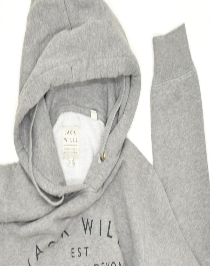 JACK WILLS Womens Hoodie Jumper UK 8 Small Grey Cotton | Vintage | Thrift | Second-Hand | Used Clothing | Messina Hembry 