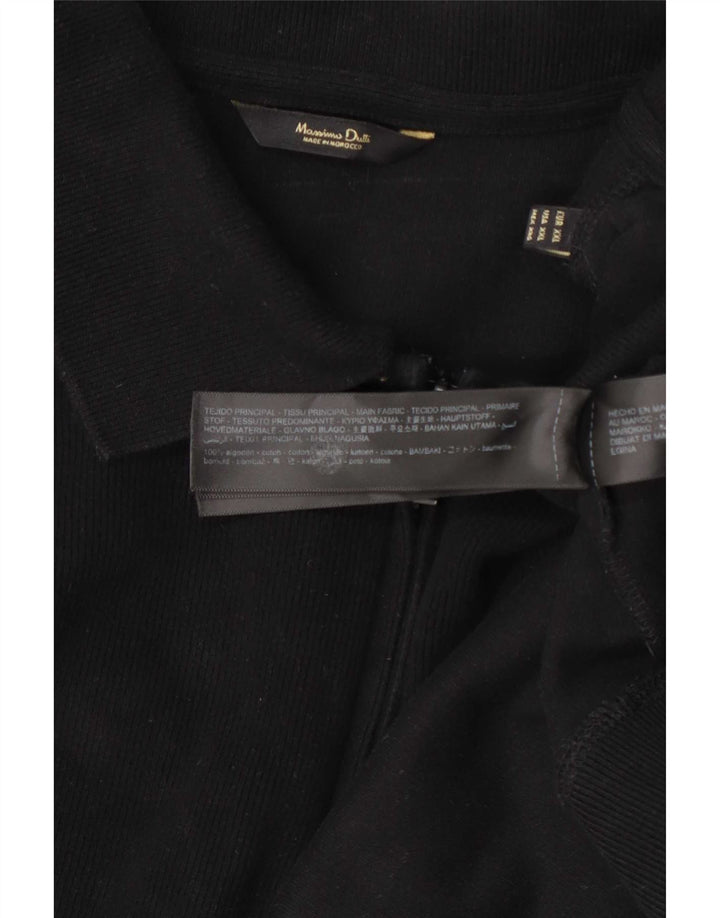 Massimo Dutti Mens Polo Neck Jumper Sweater 2XL Black Cotton