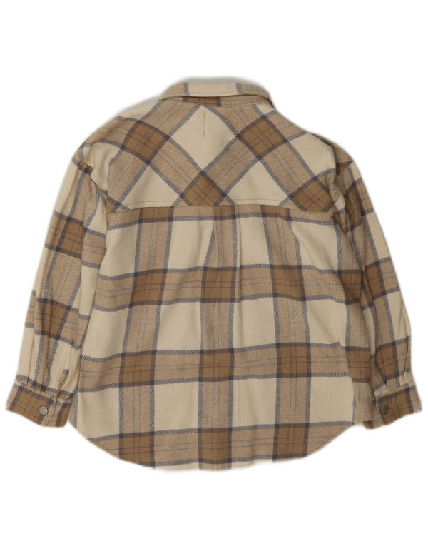Zara Girls Overshirt Flannel Shirt 8-9 Years Beige Check Cotton