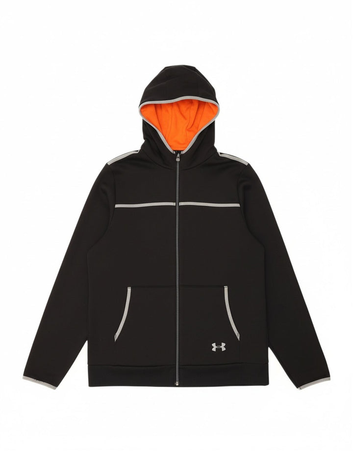 UNDER ARMOUR Mens Zip Hoodie Sweater Medium Black Polyester