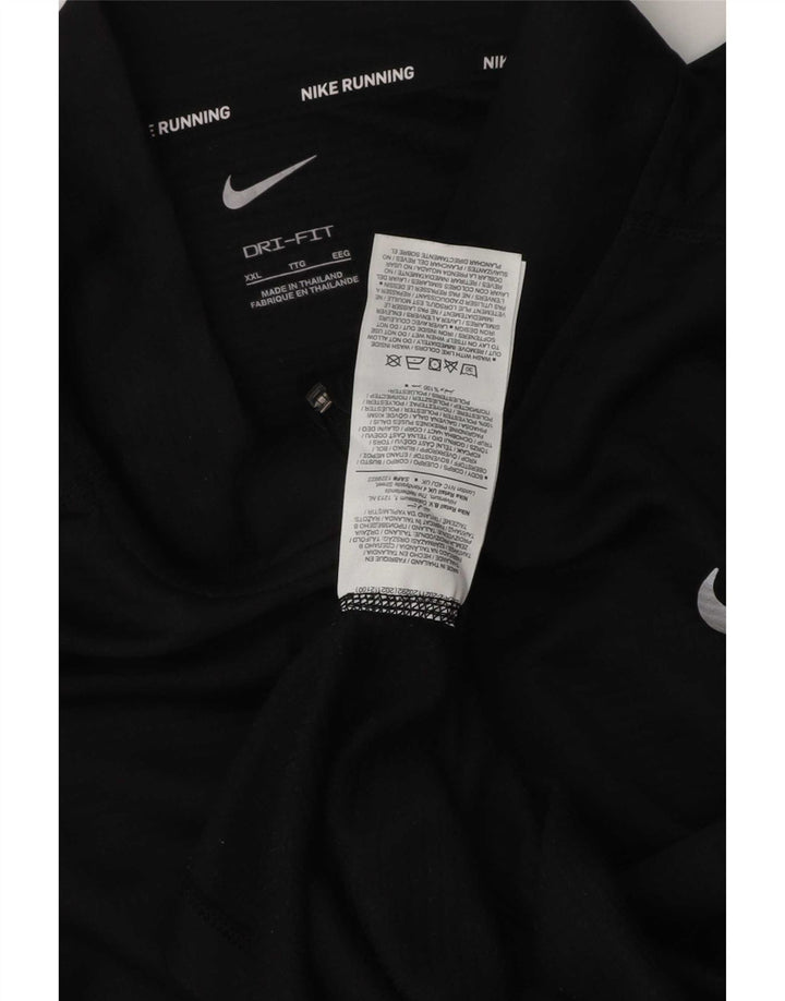 Nike Mens Dri Fit Zip Neck Pullover Tracksuit Top 2XL Black Polyester