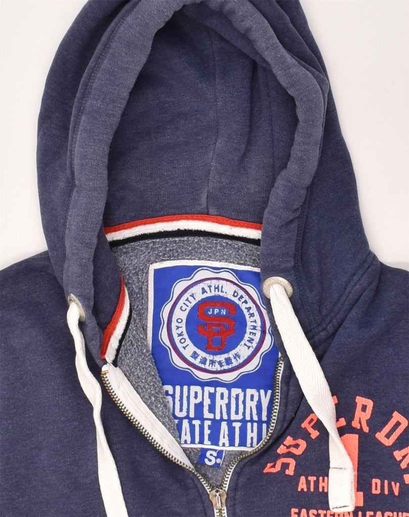 SUPERDRY Mens Graphic Zip Hoodie Sweater Small Navy Blue Cotton | Vintage Superdry | Thrift | Second-Hand Superdry | Used Clothing | Messina Hembry 