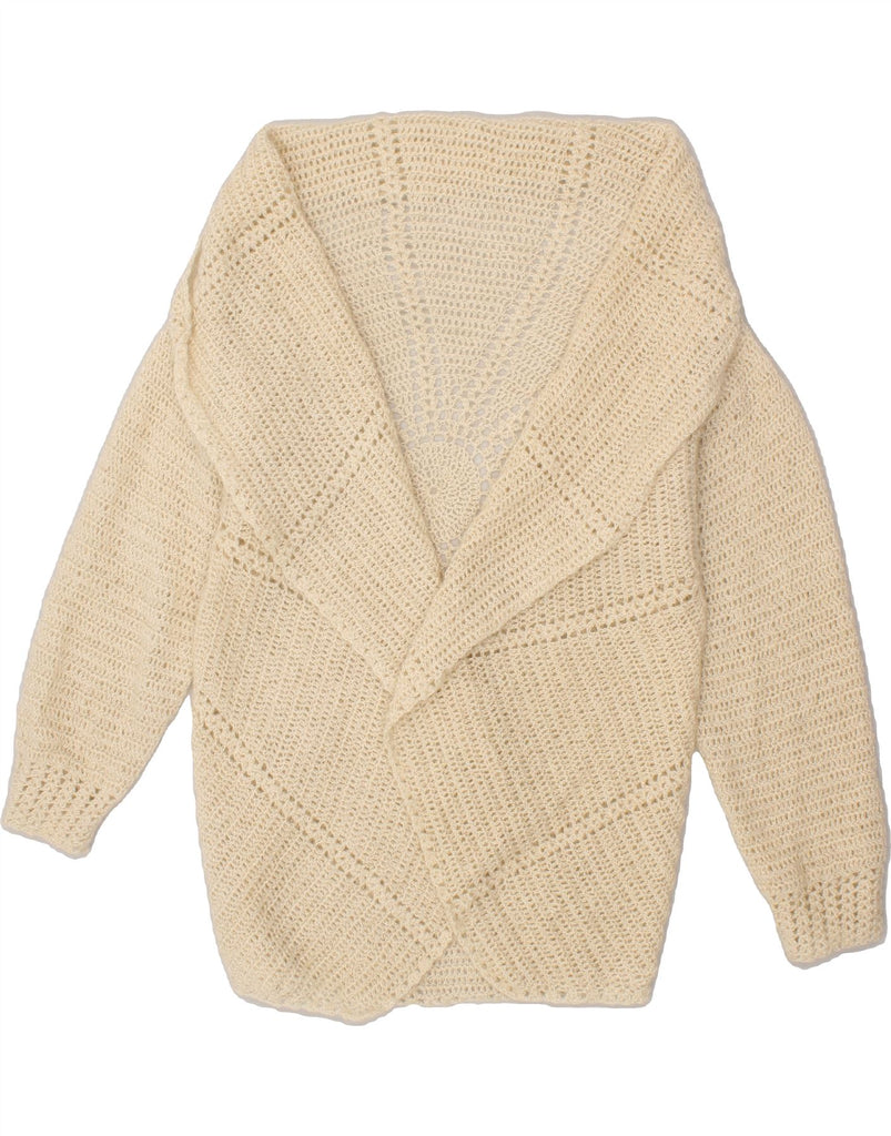 VINTAGE Womens Open Cardigan Sweater UK 16 Large Beige Vintage Vintage and Second-Hand Vintage from Messina Hembry 