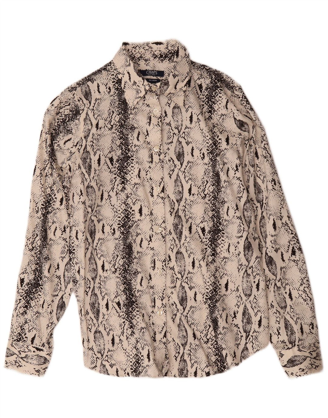 Chaps Womens Shirt UK 14 Medium Beige Animal Print Cotton