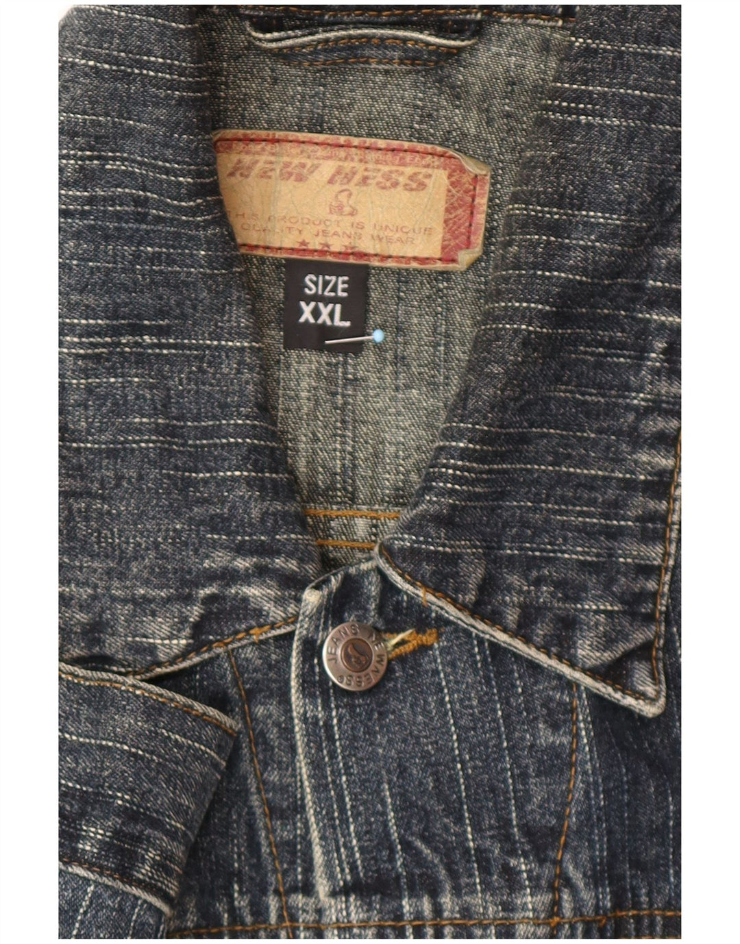 Vintage Mens Denim Jacket UK 44 2XL Navy Blue Cotton