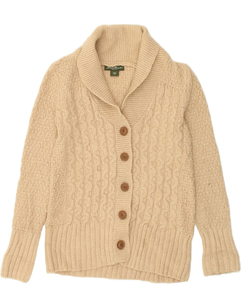 EDDIE BAUER Womens Cardigan Sweater UK 10 Small Beige Lambswool | Vintage Eddie Bauer | Thrift | Second-Hand Eddie Bauer | Used Clothing | Messina Hembry 