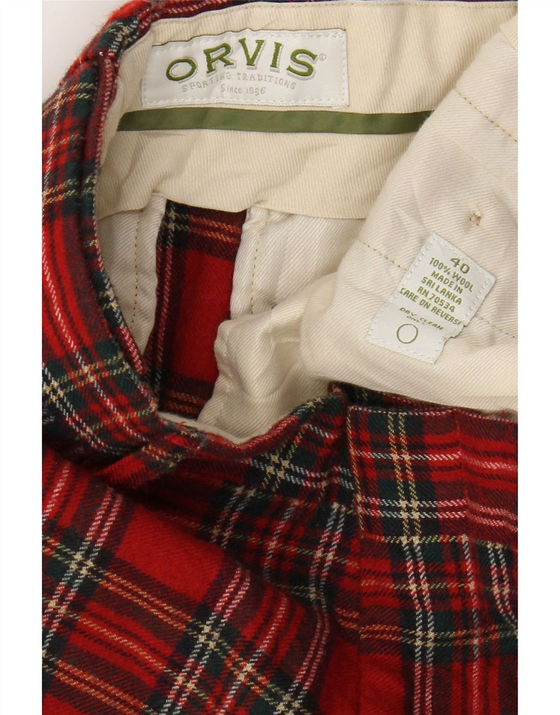 ORVIS Mens Straight Chino Trousers W40 L30 Red Check Wool Vintage Orvis and Second-Hand Orvis from Messina Hembry 