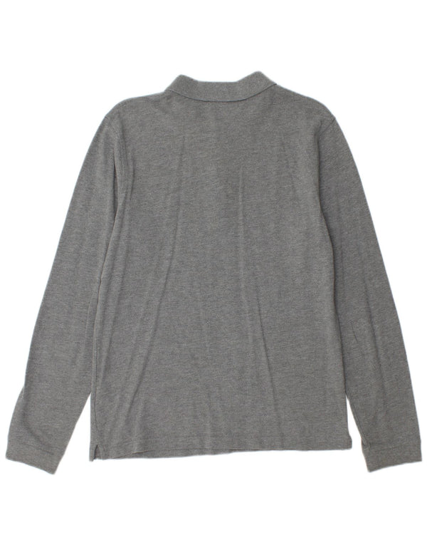 Lyle & Scott Boys Long Sleeve Polo Shirt 15-16 Years Large Grey Flecked