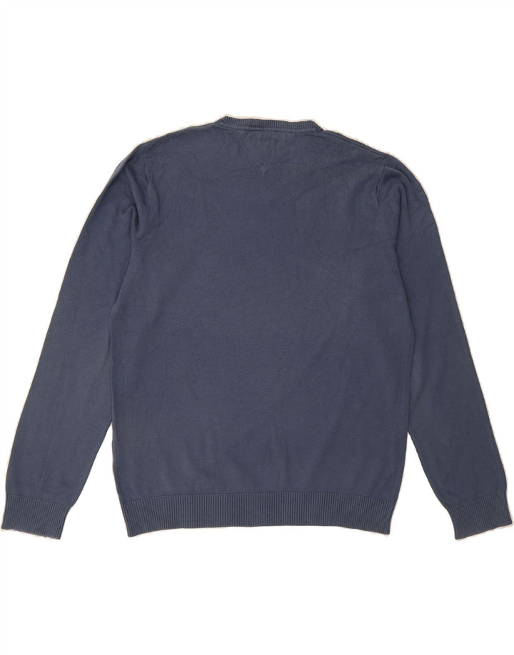 TOMMY HILFIGER Mens V-Neck Jumper Sweater Large Blue Cotton Vintage Tommy Hilfiger and Second-Hand Tommy Hilfiger from Messina Hembry 