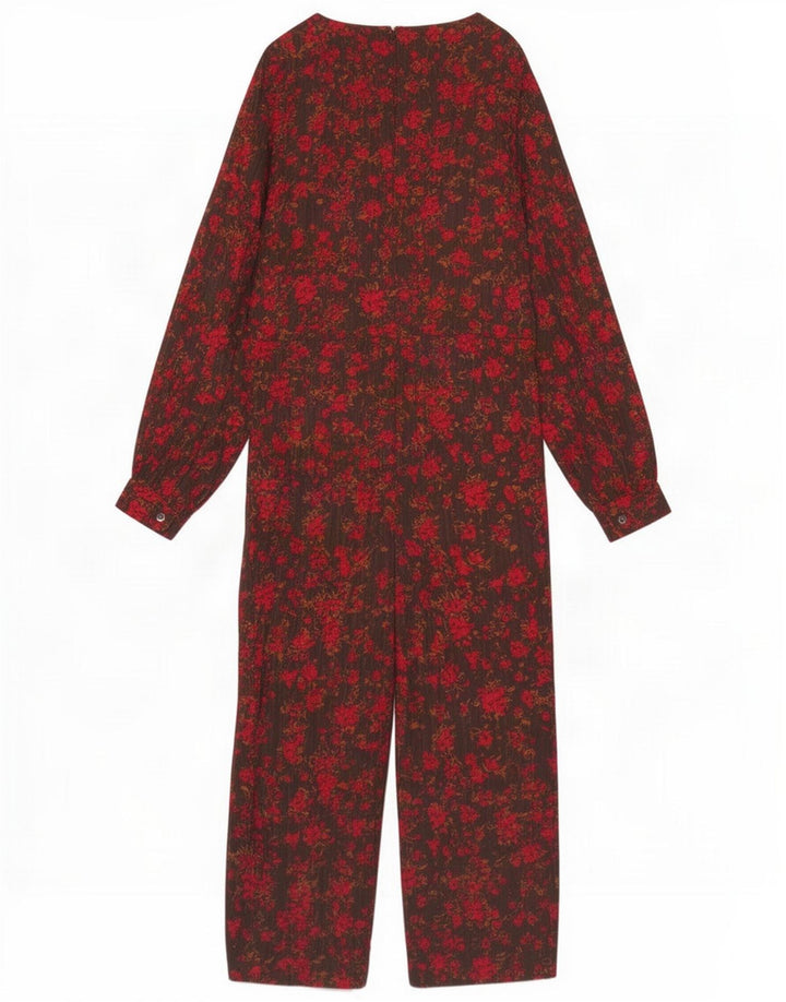 Minimum Womens Oversized Jumpsuit EU 36 Small Brown Floral Viscose