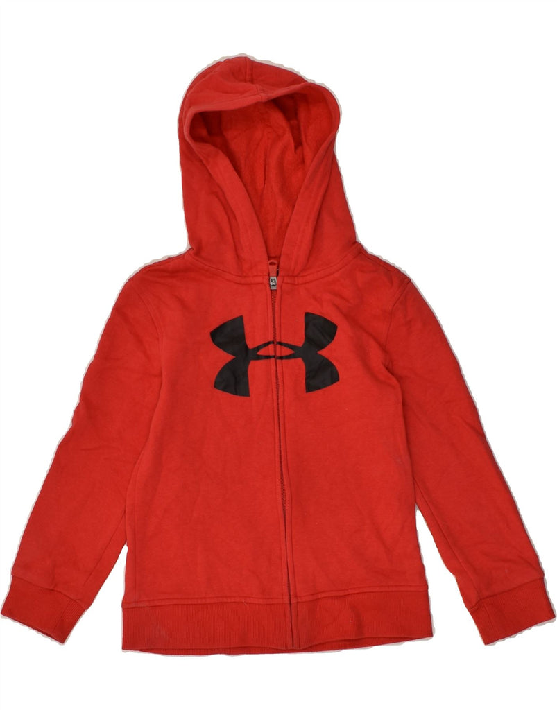 UNDER ARMOUR Boys Graphic Zip Hoodie Sweater 5-6 Years Red Cotton | Vintage Under Armour | Thrift | Second-Hand Under Armour | Used Clothing | Messina Hembry 