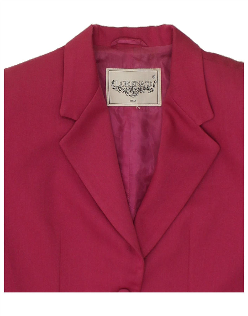 LORENA CONTI Womens 2 Button Blazer Jacket UK 12 Medium Pink Viscose | Vintage Lorena Conti | Thrift | Second-Hand Lorena Conti | Used Clothing | Messina Hembry 