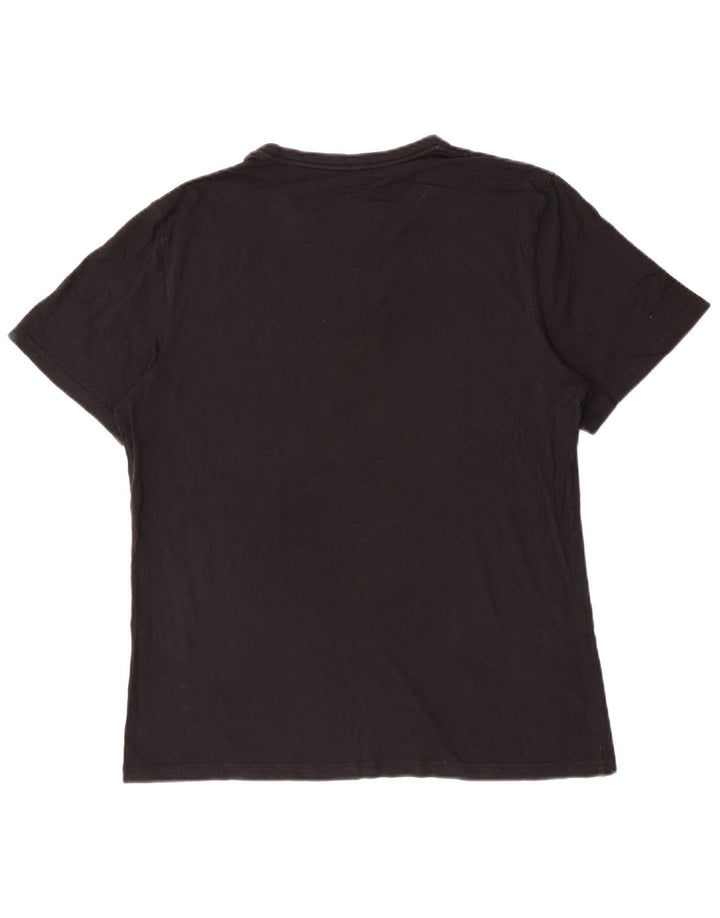Champion Mens Graphic T-Shirt Top Large Black Cotton