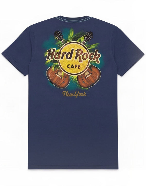 Hard Rock Cafe Mens New York Graphic T-Shirt Top Small Navy Blue Cotton