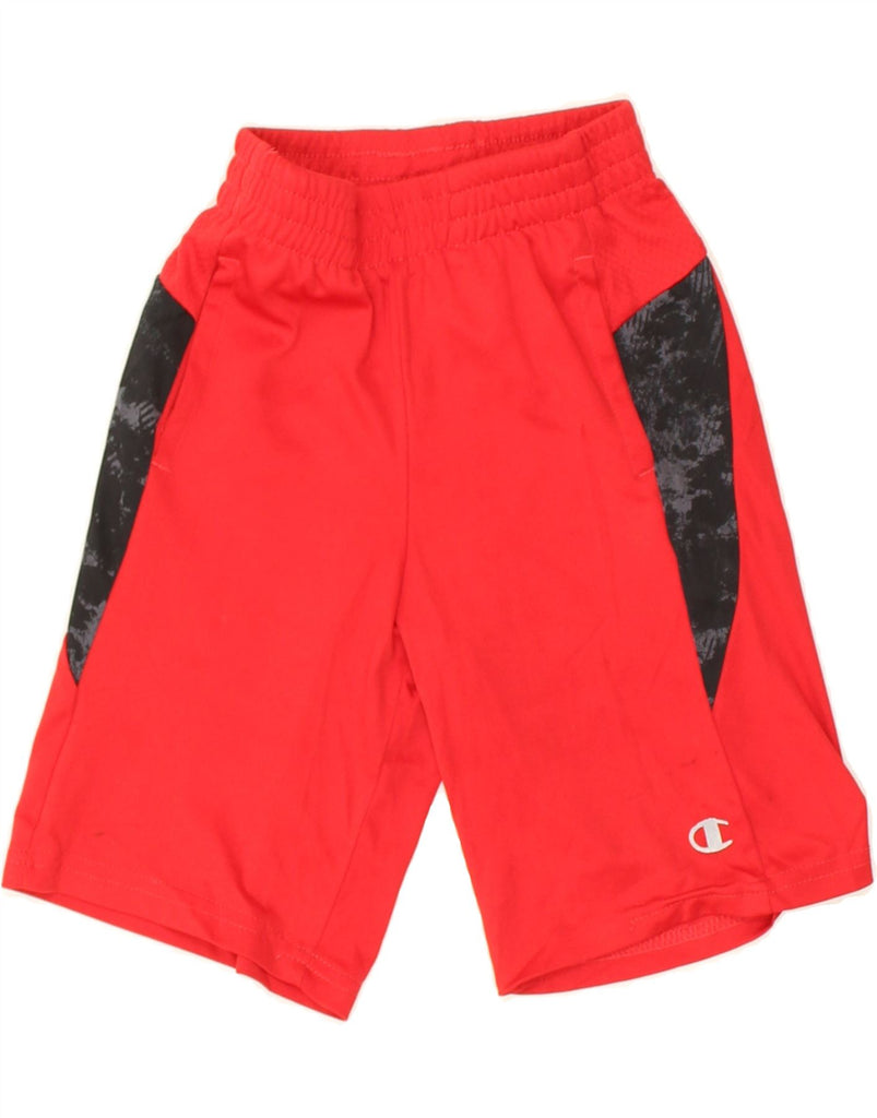 CHAMPION Boys Bermuda Sport Shorts 5-6 Years Red Colourblock Polyester | Vintage Champion | Thrift | Second-Hand Champion | Used Clothing | Messina Hembry 