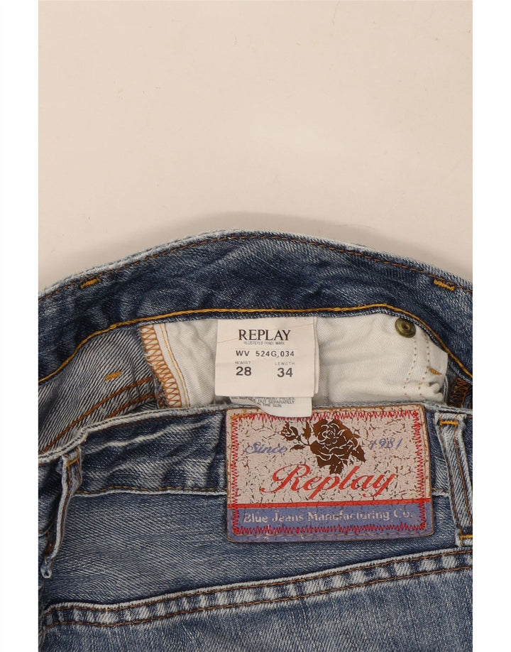 REPLAY Womens Straight Jeans W28 L30 Blue Cotton
