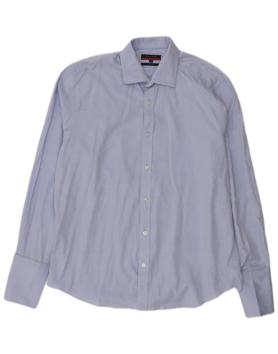 Pierre Cardin Mens Formal Shirt Size 16 1/2 Large Blue Herringbone Cotton