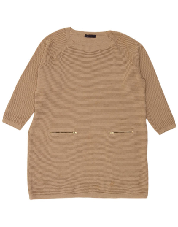 Marks & Spencer Womens Long Sleeve Jumper Dress UK 20 2XL Beige