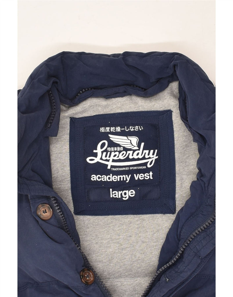 SUPERDRY Mens Academy Gilet Padded Gilet UK 40 Large Navy Blue Polyester | Vintage Superdry | Thrift | Second-Hand Superdry | Used Clothing | Messina Hembry 