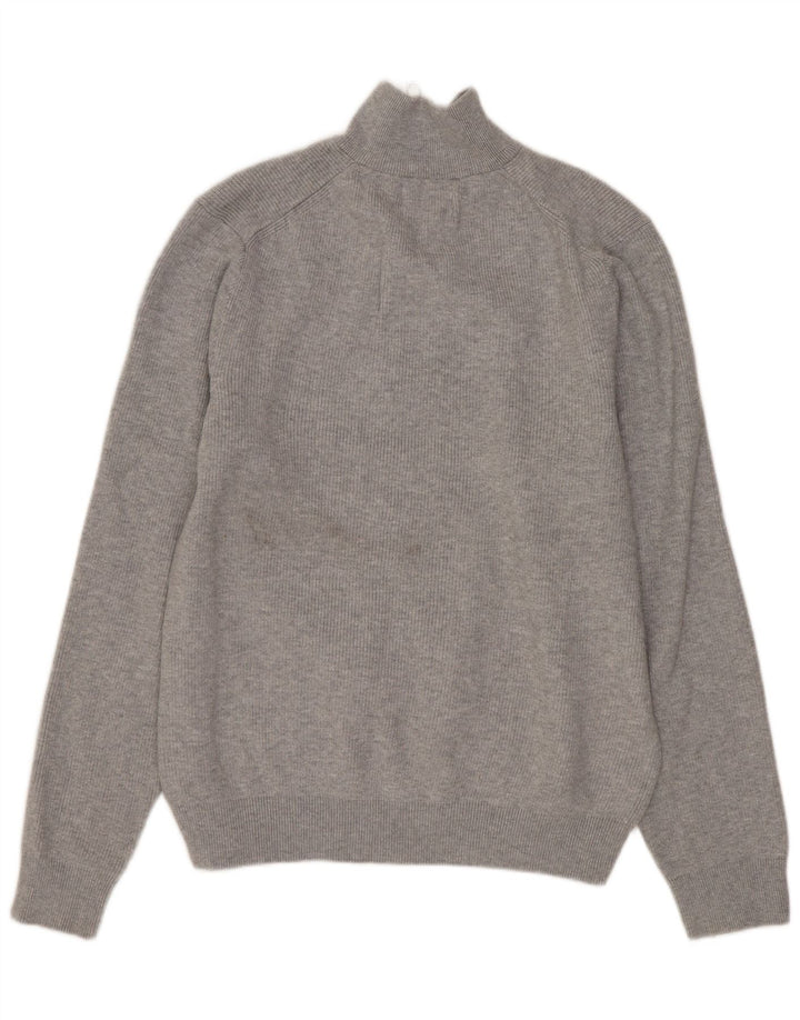 Marks & Spencer Womens Zip Neck Jumper Sweater UK 16 Large Grey Cotton