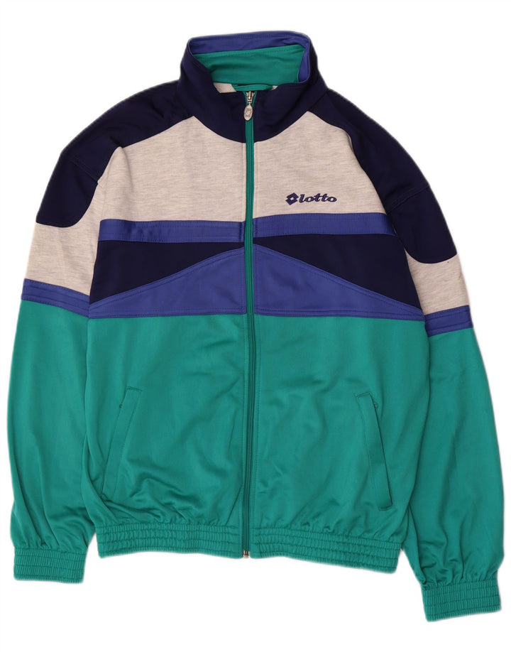 Lotto Mens Tracksuit Top Jacket Medium Green Colourblock Polyester