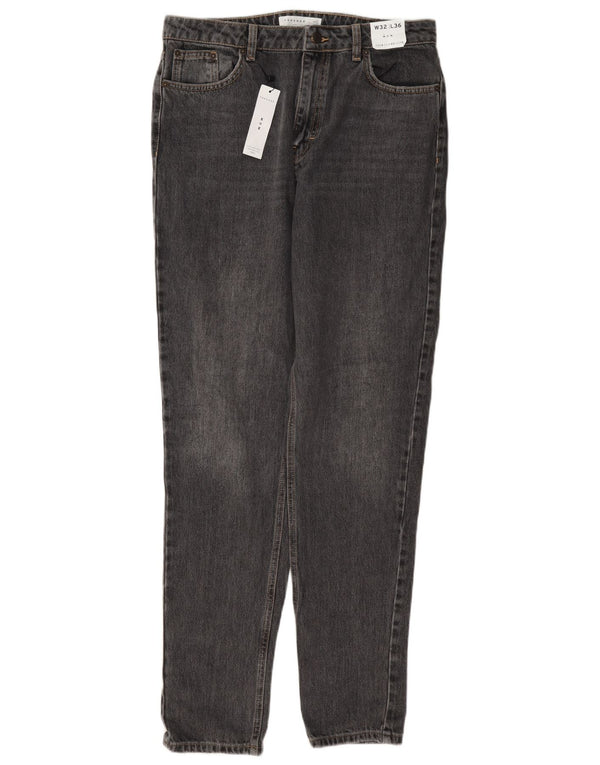 Topshop Womens Mom Tapered Jeans UK 14 Large W32 L36 Grey Cotton