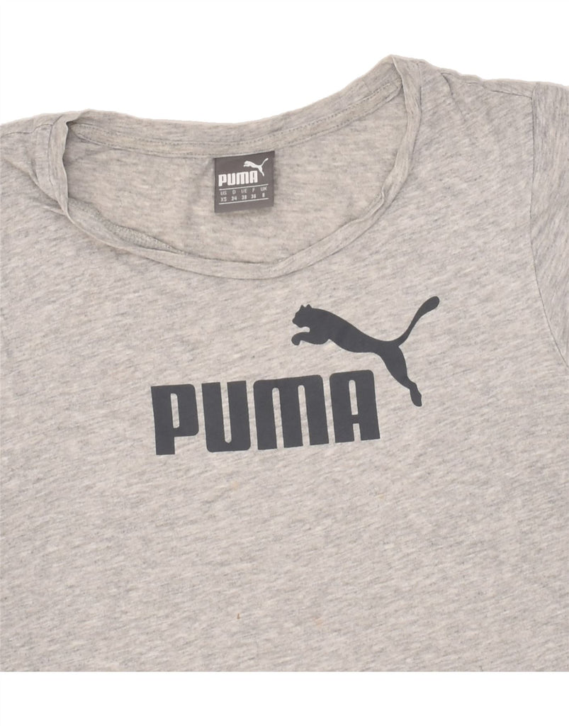 PUMA Womens Graphic T-Shirt Top UK 8 Small Grey Cotton | Vintage Puma | Thrift | Second-Hand Puma | Used Clothing | Messina Hembry 