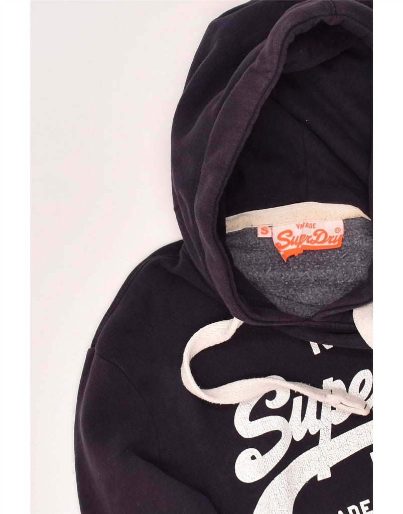 SUPERDRY Mens Graphic Hoodie Jumper Small Navy Blue Cotton | Vintage Superdry | Thrift | Second-Hand Superdry | Used Clothing | Messina Hembry 
