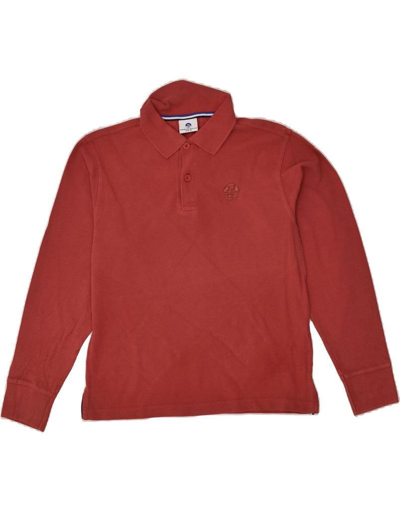 NORTH SAILS Mens Long Sleeve Polo Shirt Medium Red Cotton | Vintage North Sails | Thrift | Second-Hand North Sails | Used Clothing | Messina Hembry 