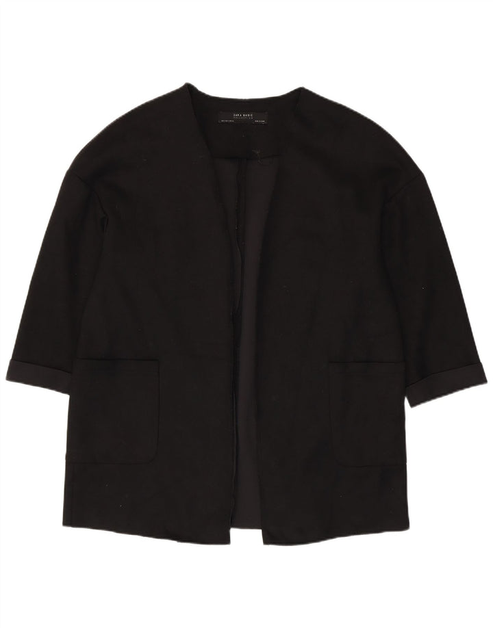 ZARA Womens Oversized 3/4 Sleeve Open Blazer Jacket UK 10 Small Black
