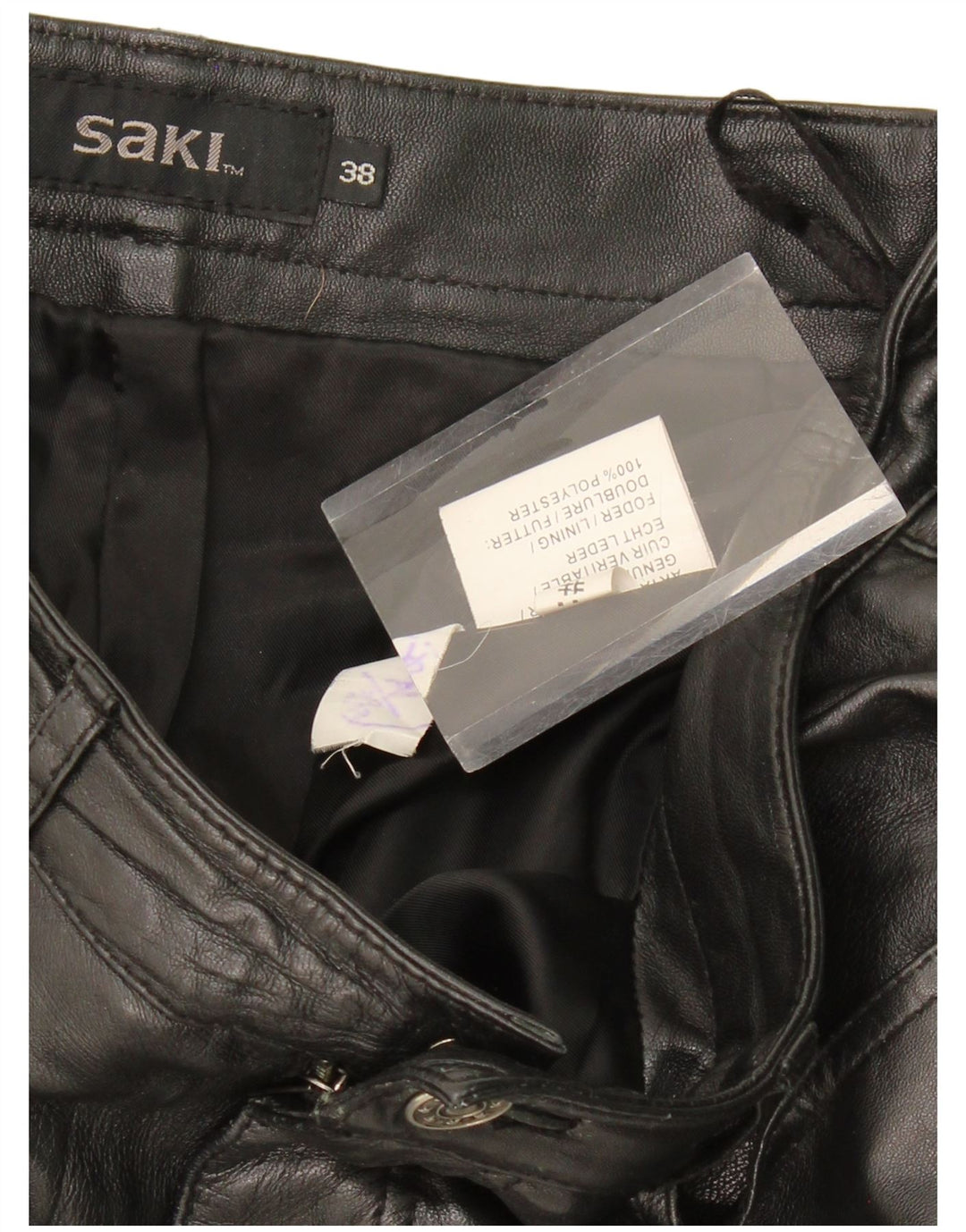 SAKI Womens Slim Leather Trousers EU 38 Medium W30 L34 Black Leather