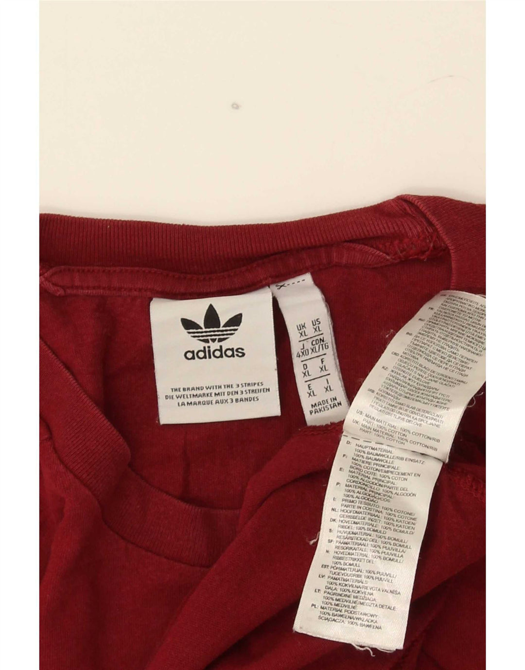 Adidas Mens T-Shirt Top XL Red Cotton