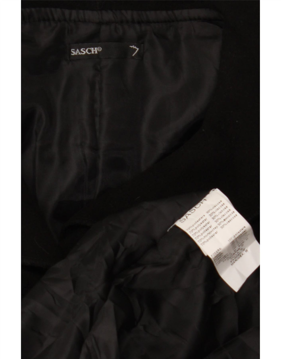 SASCH Womens Overcoat UK 12 Medium Black Polyester