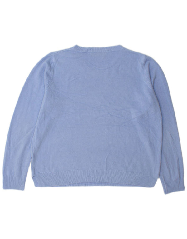 Marks & Spencer Womens Boat Neck Jumper Sweater UK 18 XL Blue Acrylic