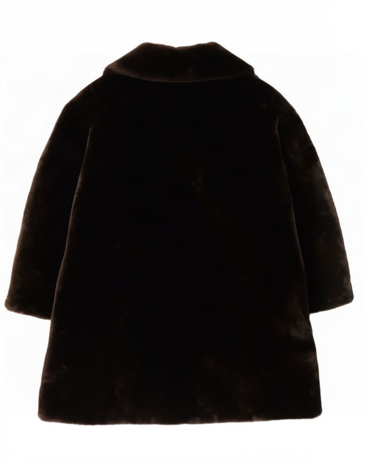 Marks & Spencer Womens Faux Fur Overcoat UK 14 Large Brown Polyacrylic