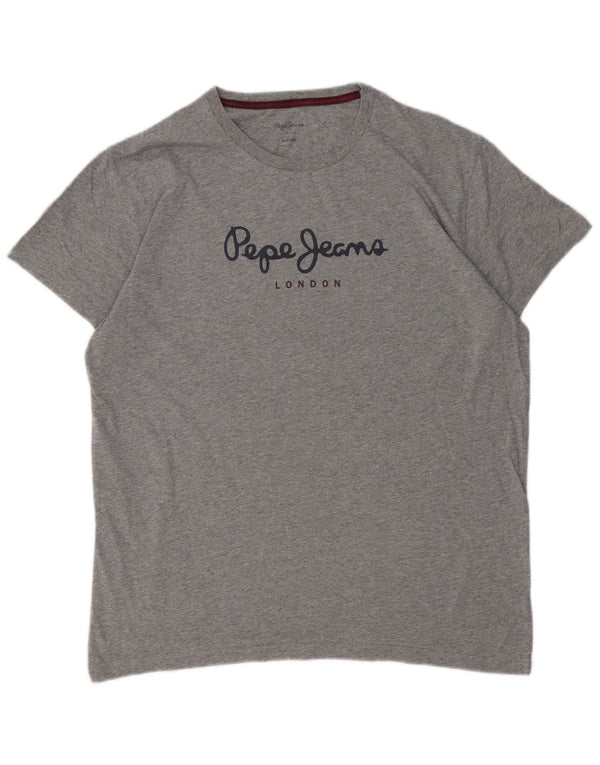 PEPE JEANS Womens Regular Graphic T-Shirt Top UK 18 XL Grey