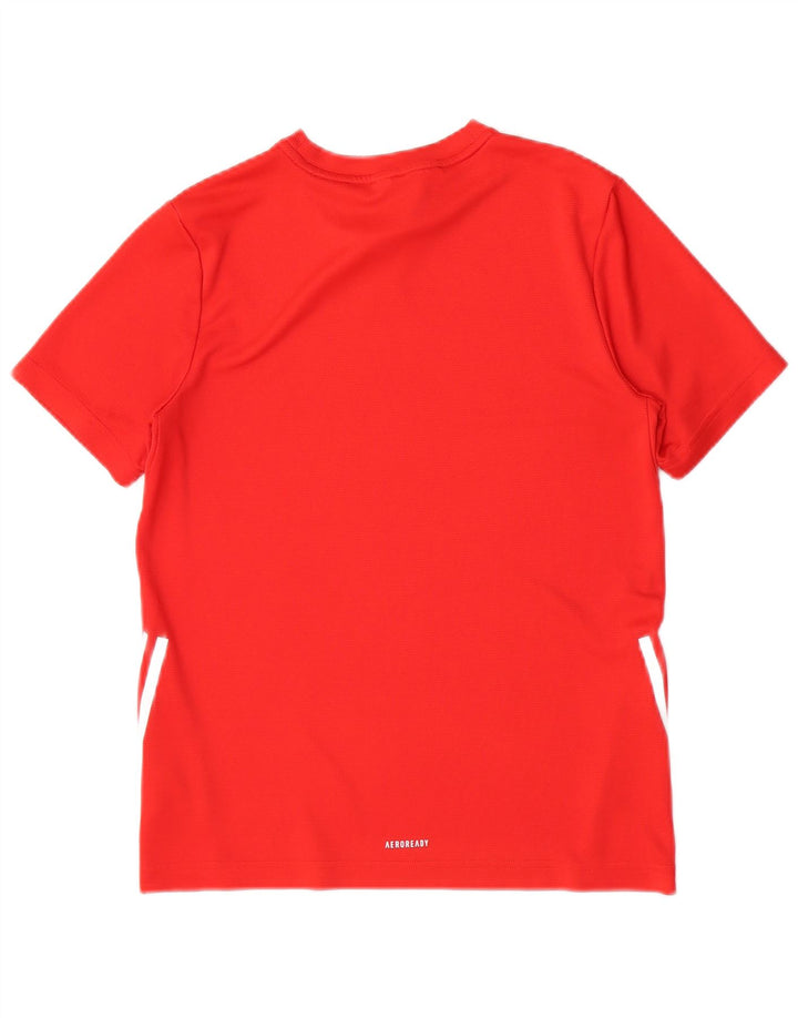 Adidas Boys T-Shirt Top 13-14 Years Red Polyester