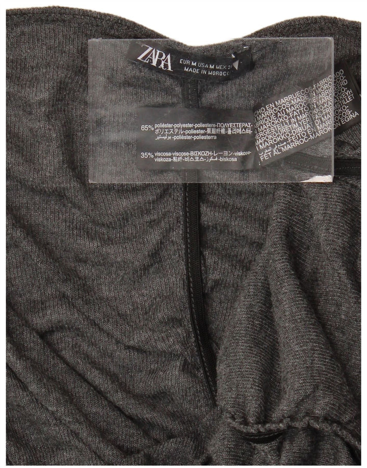 ZARA Womens Blouse Top UK 12 Medium Grey Polyester