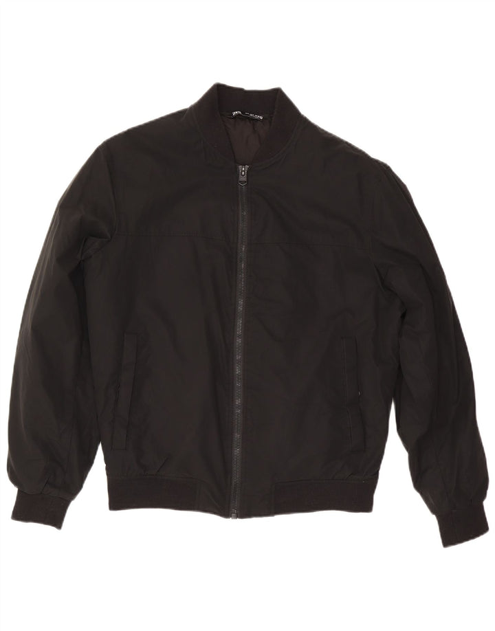 Zara Mens Loose Fit Bomber Jacket UK 36 Small Black Polyester