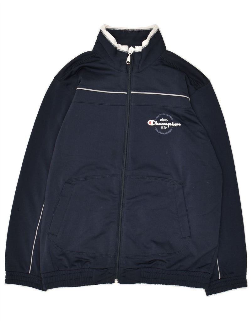 CHAMPION Boys Tracksuit Top Jacket 9-10 Years Medium  Navy Blue Polyester | Vintage Champion | Thrift | Second-Hand Champion | Used Clothing | Messina Hembry 