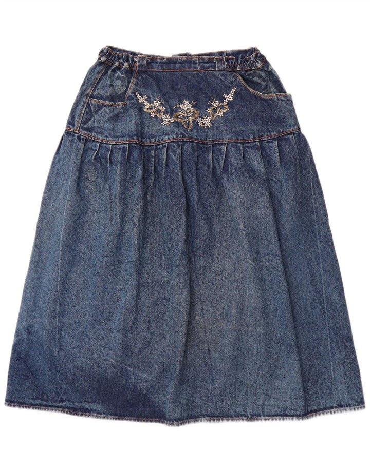 VINTAGE Womens Denim Skirt W30 Medium  Blue Colourblock