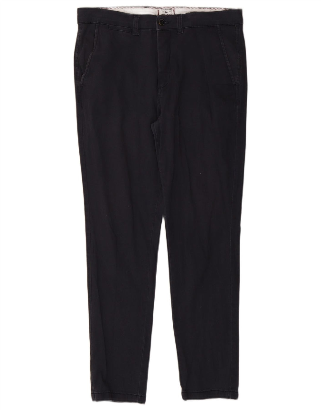 JACK & JONES Mens Slim Chino Trousers W32 L28 Navy Blue Cotton