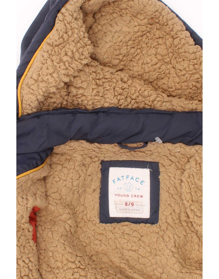 Fat Face Boys Hooded Padded Jacket 8-9 Years Green Colourblock Polyester