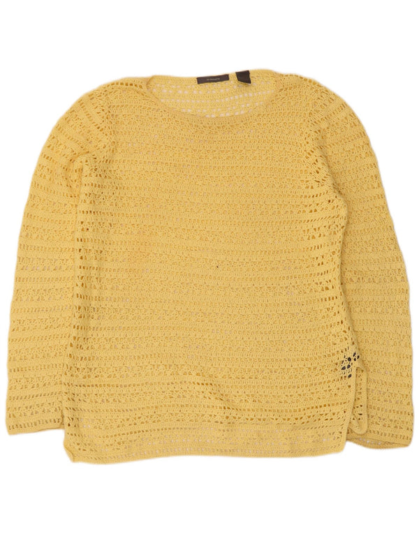 Liz Claiborne Womens See Through Boat Neck Jumper Sweater UK 14 Medium Yell