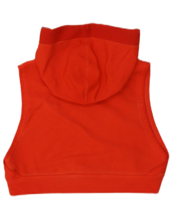 Reebok Womens Crop Graphic Sleeveless Hoodie Jumper UK 14 Large Orange